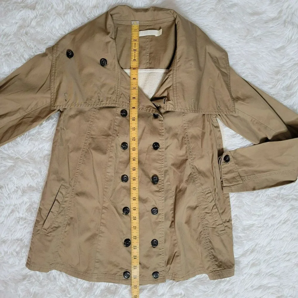 Nic. K Mesh Fly Away Back Double Breasted Tan Short Trench Jacket/ Coat Size XS